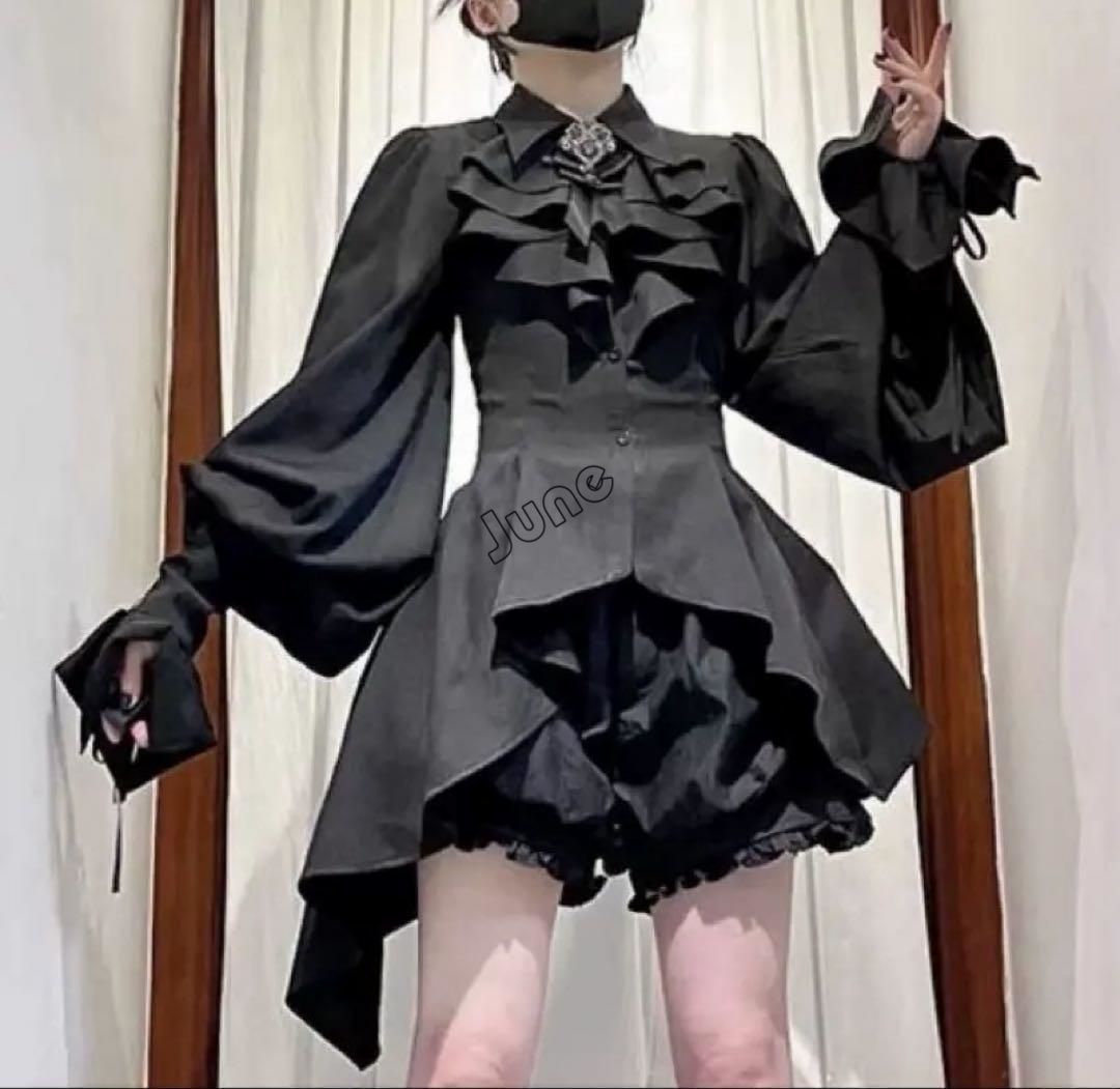 ブラックダークゴシックブラウス パーティにも最適