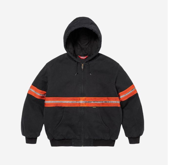 Supreme(シュプリーム) リフレクト ストライプ フード ワーク 