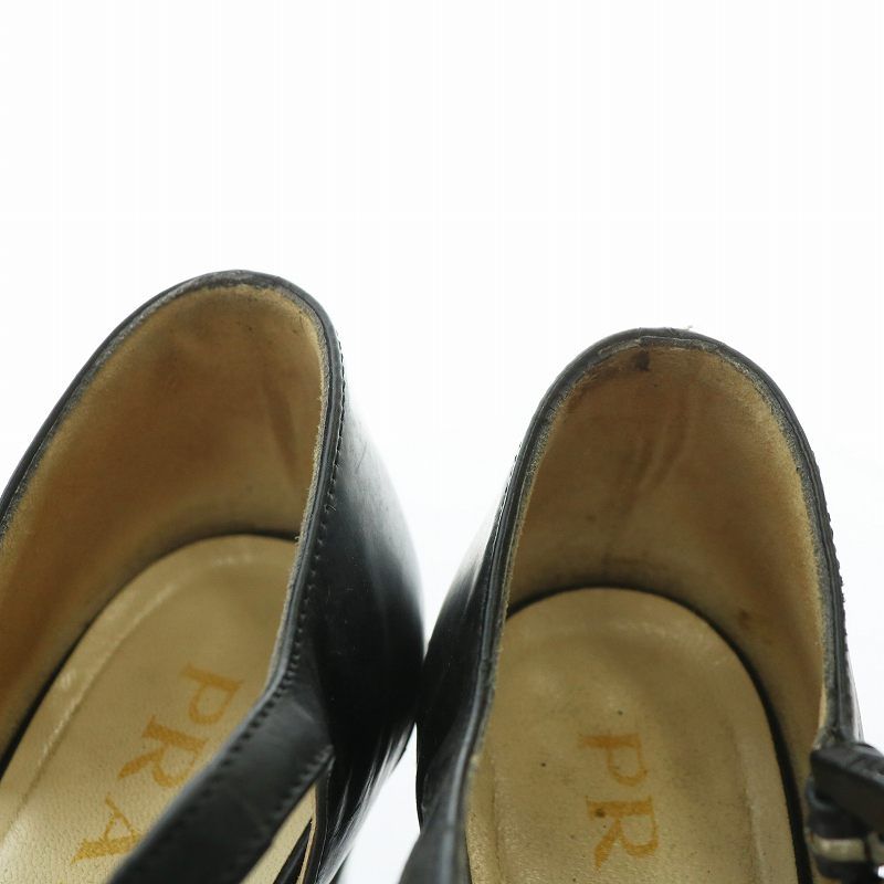 PRADA直営店より プラダ レザー ヒールサンダル ストラップロゴ プラダ PRADA サンダル ミュール レザーストラップサンダル