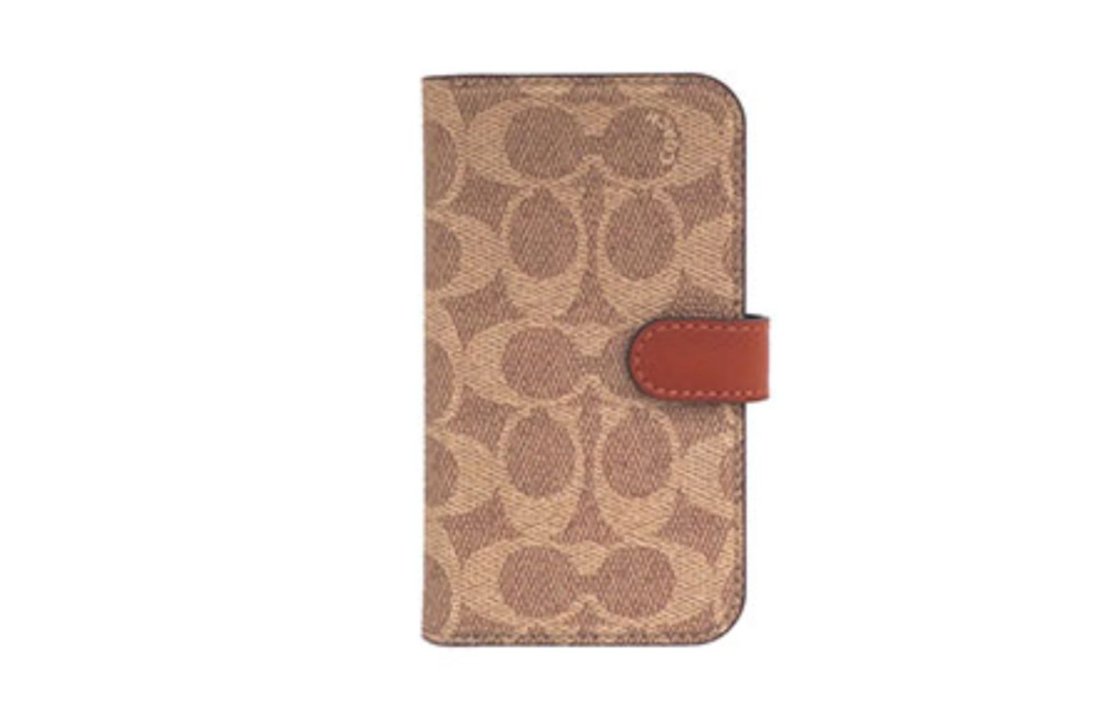 iPhone 13 mini 用 COACH（R）ブックタイプケース／SIGNATURE Brown