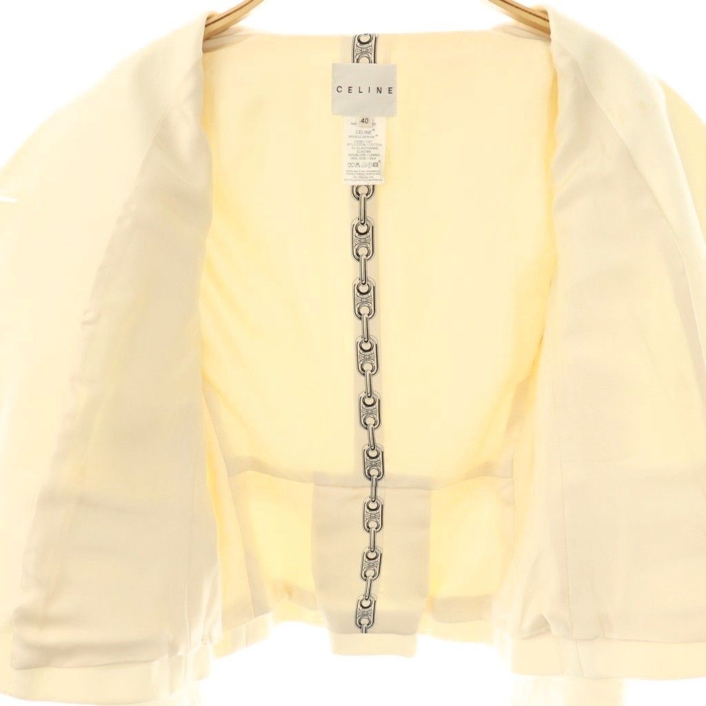 【中古】セリーヌ CELINE パンツスーツ セットアップ ジャケット スラックス 38 オフホワイト /DF ■OS レディース セリーヌ CELINE パンツスーツ セットアップ ジャケット スラックス 38