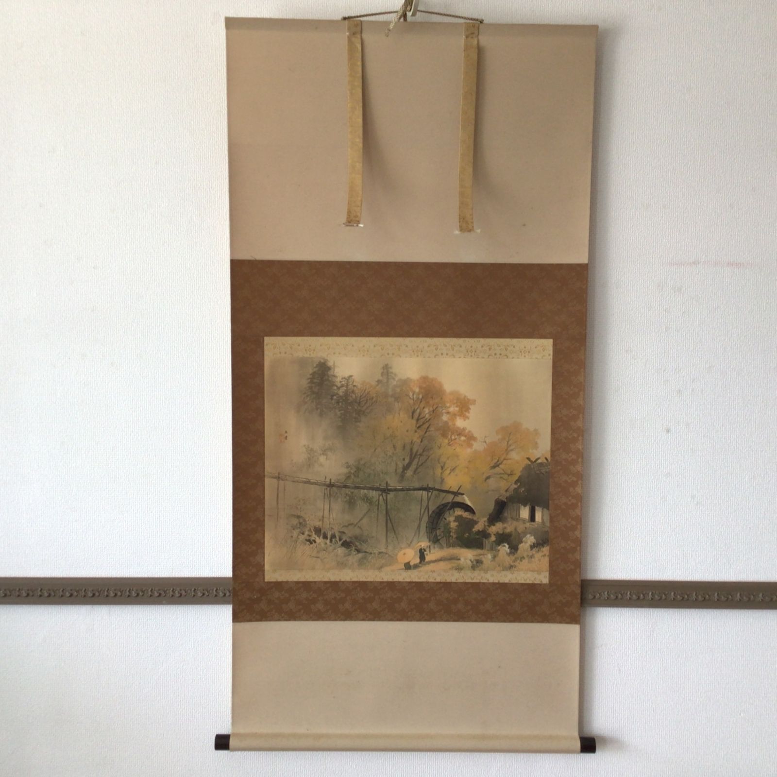 複製画】掛軸 川合玉堂『彩雨』絹本 共箱付 掛け軸 a12074の通販