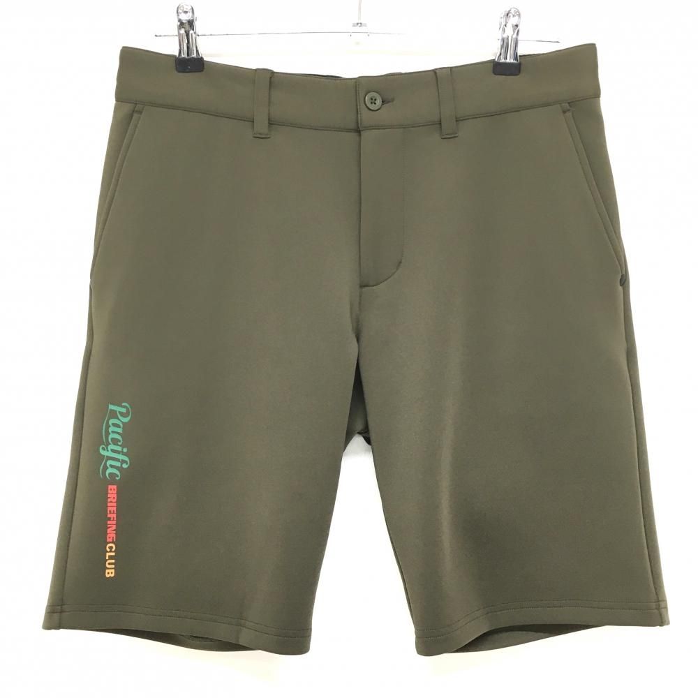 BRIEFING ブリーフィング 近年モデル ハーフパンツ 立体ロゴ カーキ 超美品】ブリーフィング×Pacific GOLF CLUB ハーフパンツ カーキ