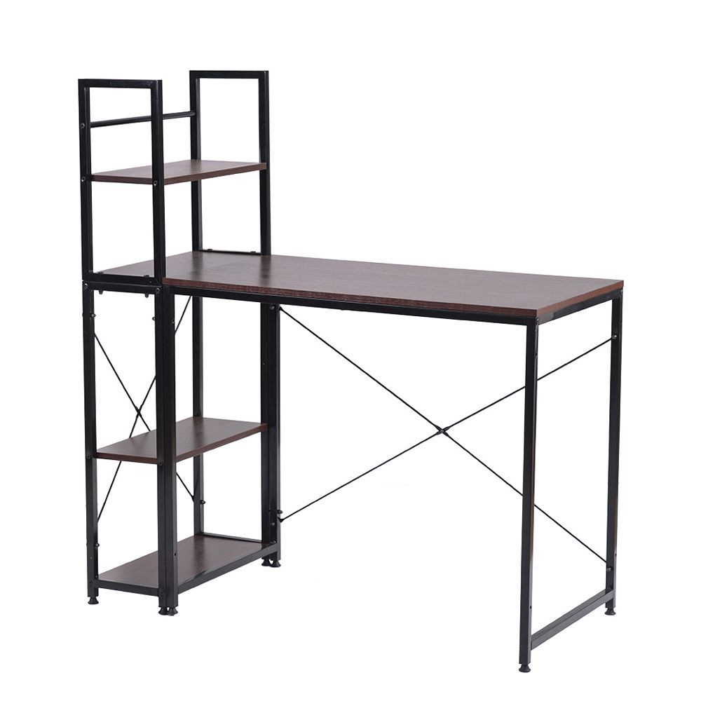 パソコンデスク 左右入替可 収納 両用デスク ハイタイプ ブラウン パソコンデスク 左右入替可 収納 両用デスク ハイタイプ