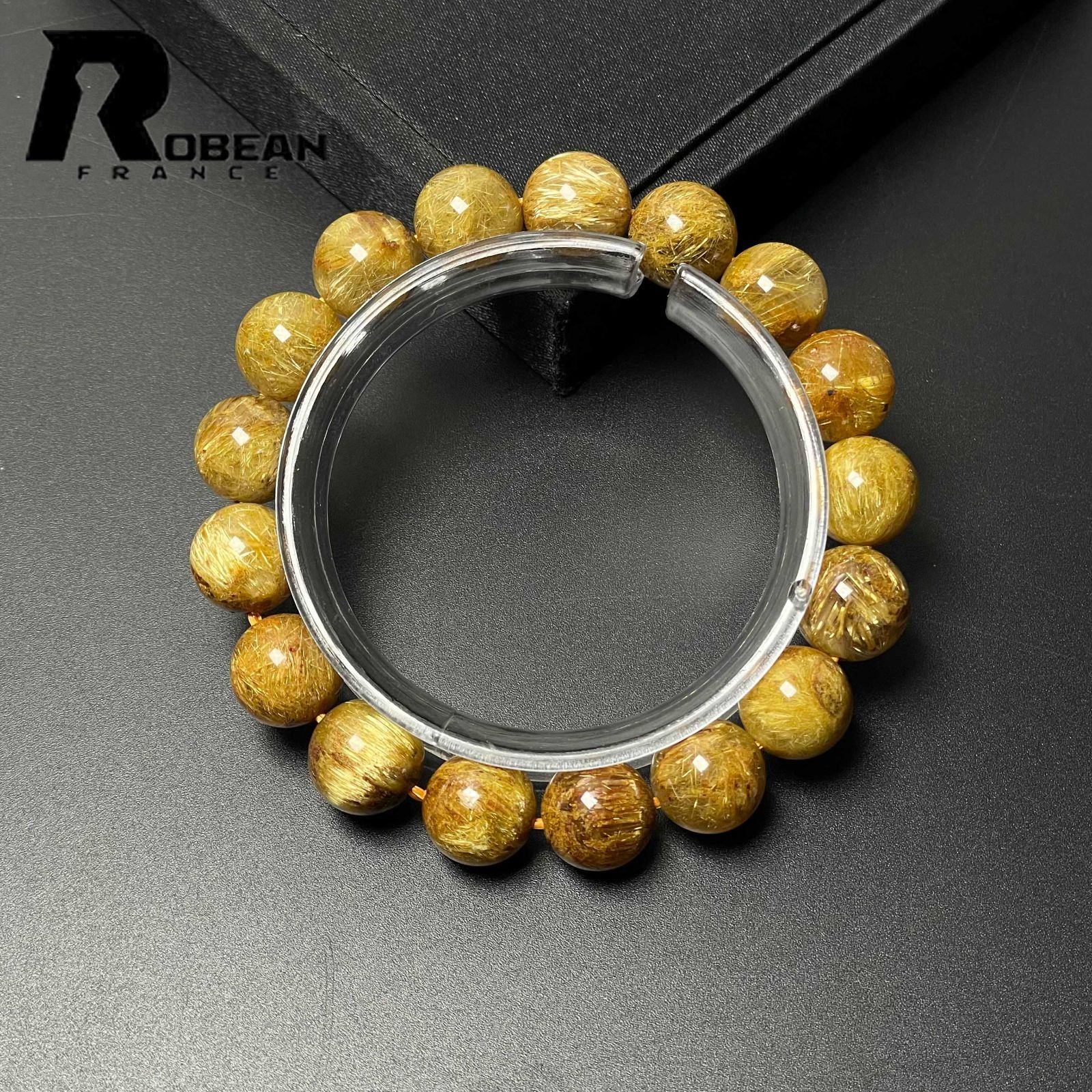 EU製 定価25万円 ROBEAN 黄金タイチンルチル ブレスレット パワーストーン 天然石 金運 お守り プレゼント ギフト 12.3-12.7mm M0702729