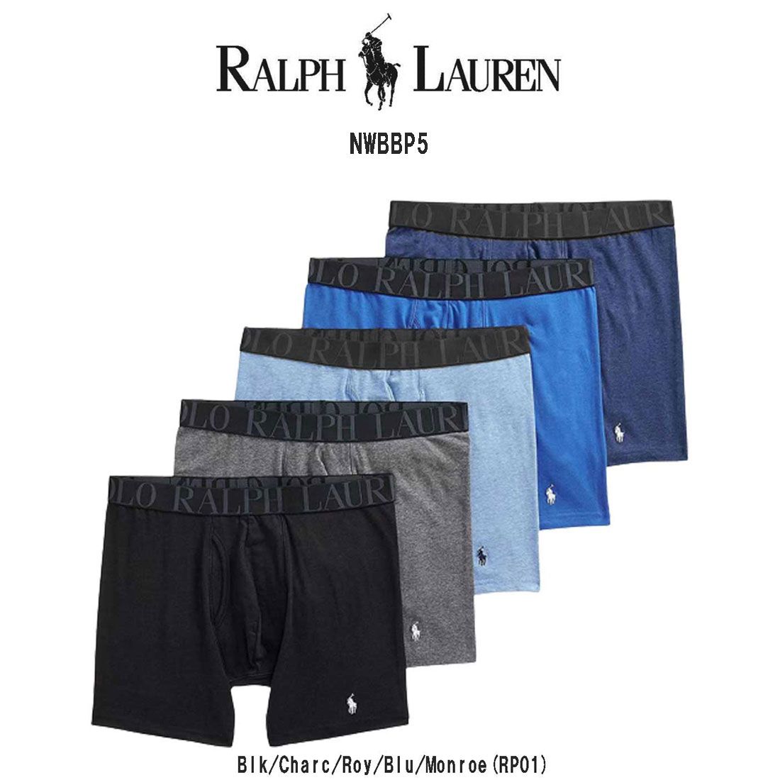 POLO RALPH LAUREN ポロ ラルフローレン ミドル ボクサーパンツ 5枚セット パック メンズ 下着 Stretch Classic Fit NWBBP5