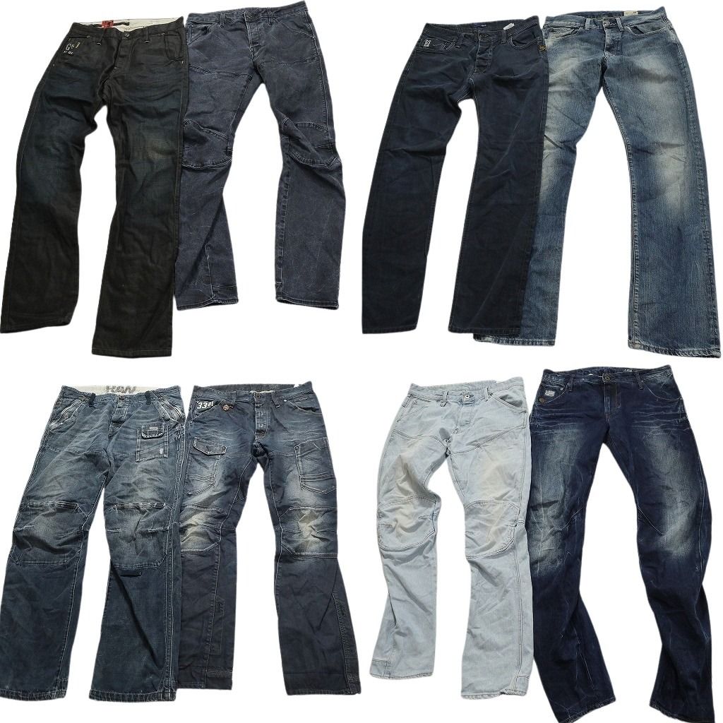 古着卸 まとめ売り G-STAR RAW デニム パンツ 8枚セット メンズ 33 |34 |37 デットストック 切替 テーパード 古着 NC1374