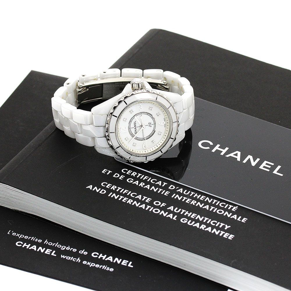 シャネル CHANEL H2570 J12 ホワイトセラミック 8Pダイヤ クォーツ  