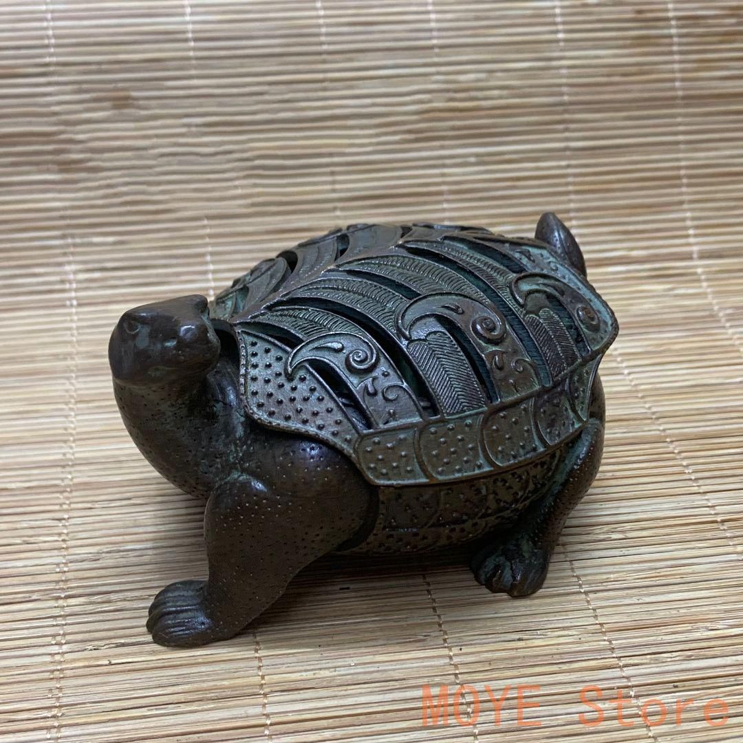 銅 細工 金銭竜亀 茶道香炉 装飾品 工芸品 置物 銅 細工 亀香りの炉 長寿亀 茶道お茶をかわいがる 香道具 装飾品