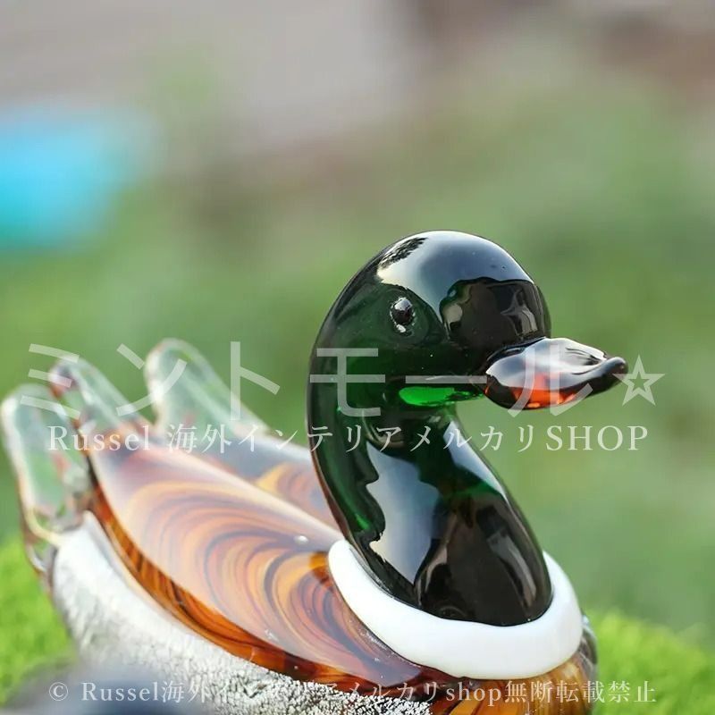 オブジェ 置物 ガラス お洒落 アニマル オシドリ 鴛鴦 かわいい 鳥