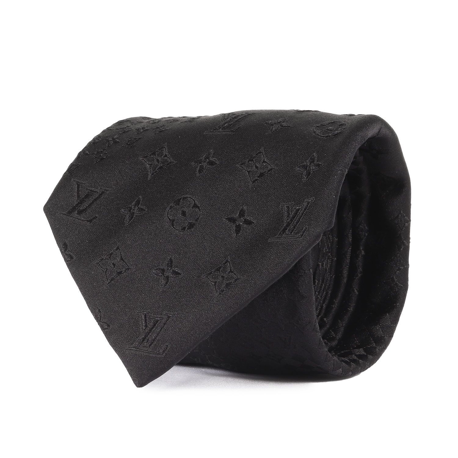 LOUIS VUITTON ルイヴィトン ネクタイ | モノグラム レジメント シルク ネクタイ | ブラック 黒 | イタリア製 | フォーマル ビジネス ファッション 小物 雑貨 メンズ