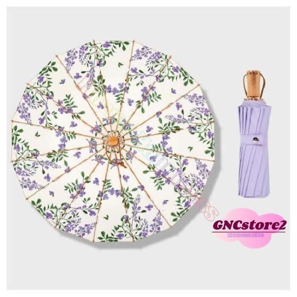  傘 晴雨兼用 UVカット 完全遮光 折りたたみ傘 日傘 雨傘 おしゃれ 花柄 すみれ レディース 折り畳み傘 耐風撥水 紫外線遮断 16本骨 VwIs 961 日傘 長傘