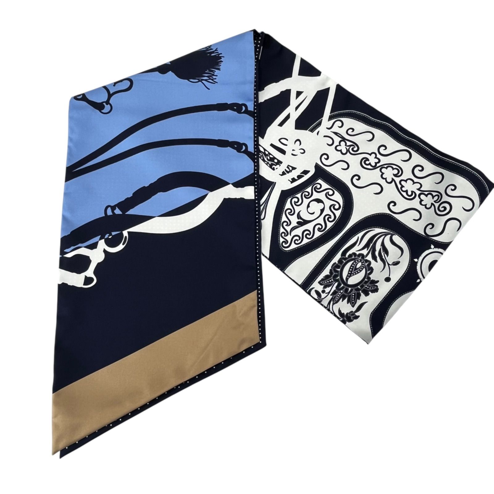 極美品 エルメス HERMES マキシツイリー スカーフ オレンジ系 シルク