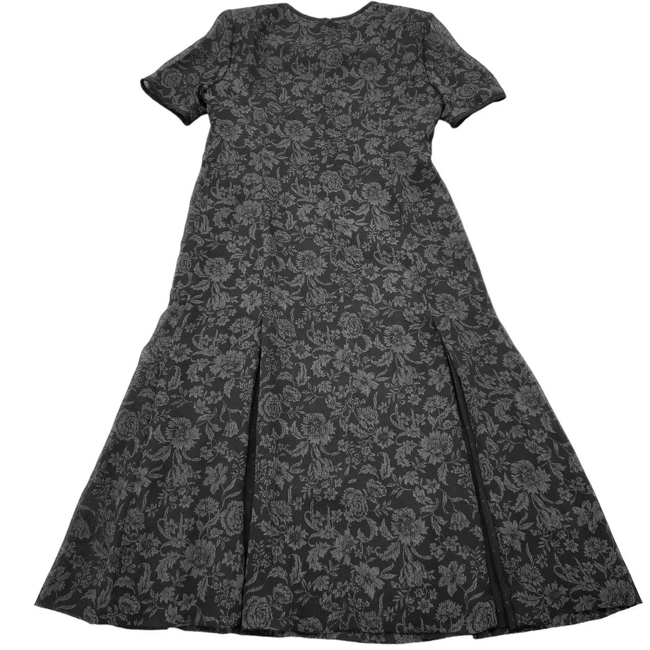 Leilian レリアン レディース 半袖 ロング ワンピース 花柄 ブラック系 