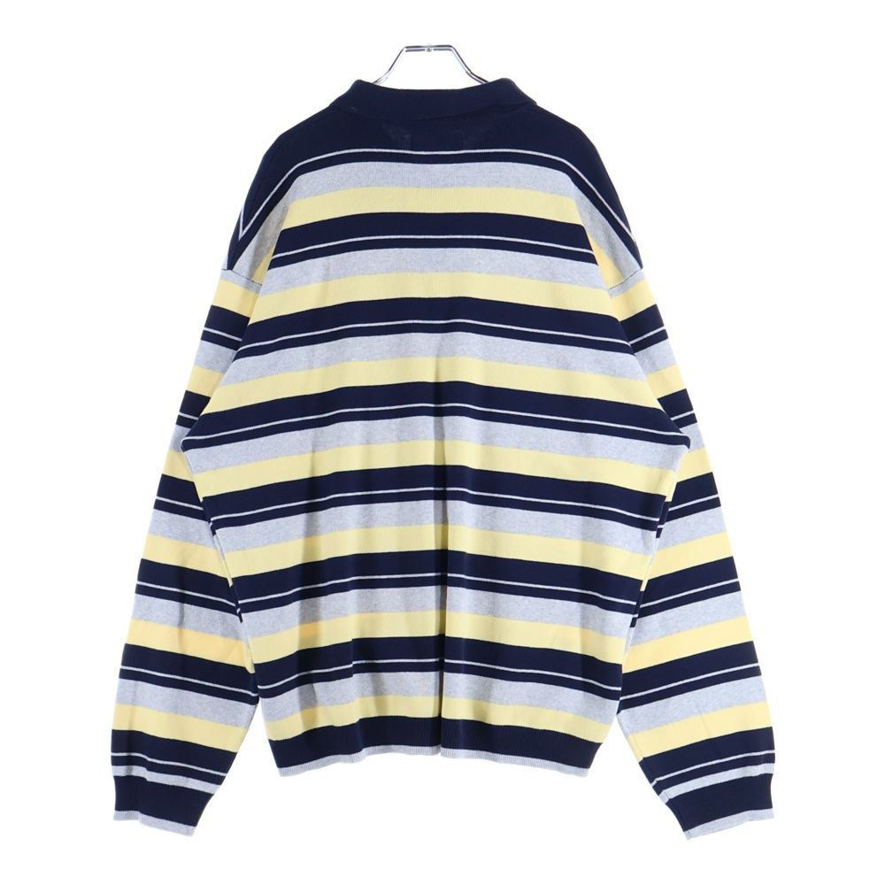 SUPREME シュプリーム 24AW Stripe Zip L S Polo ストライプ柄 長袖ジップポロシャツ ネイビー グレー