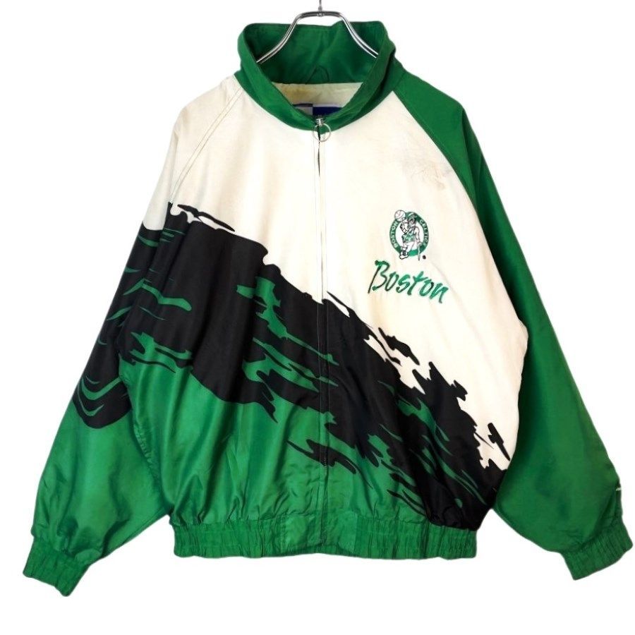 Logo AthleticロゴアスレチックNBAボストン・セルティックスBoston Celticsラグランナイロンジャケットブルゾン刺繍ワッペンバスケットボール緑グリーン白オフホワイト黒ブラックvintageヴィンテー