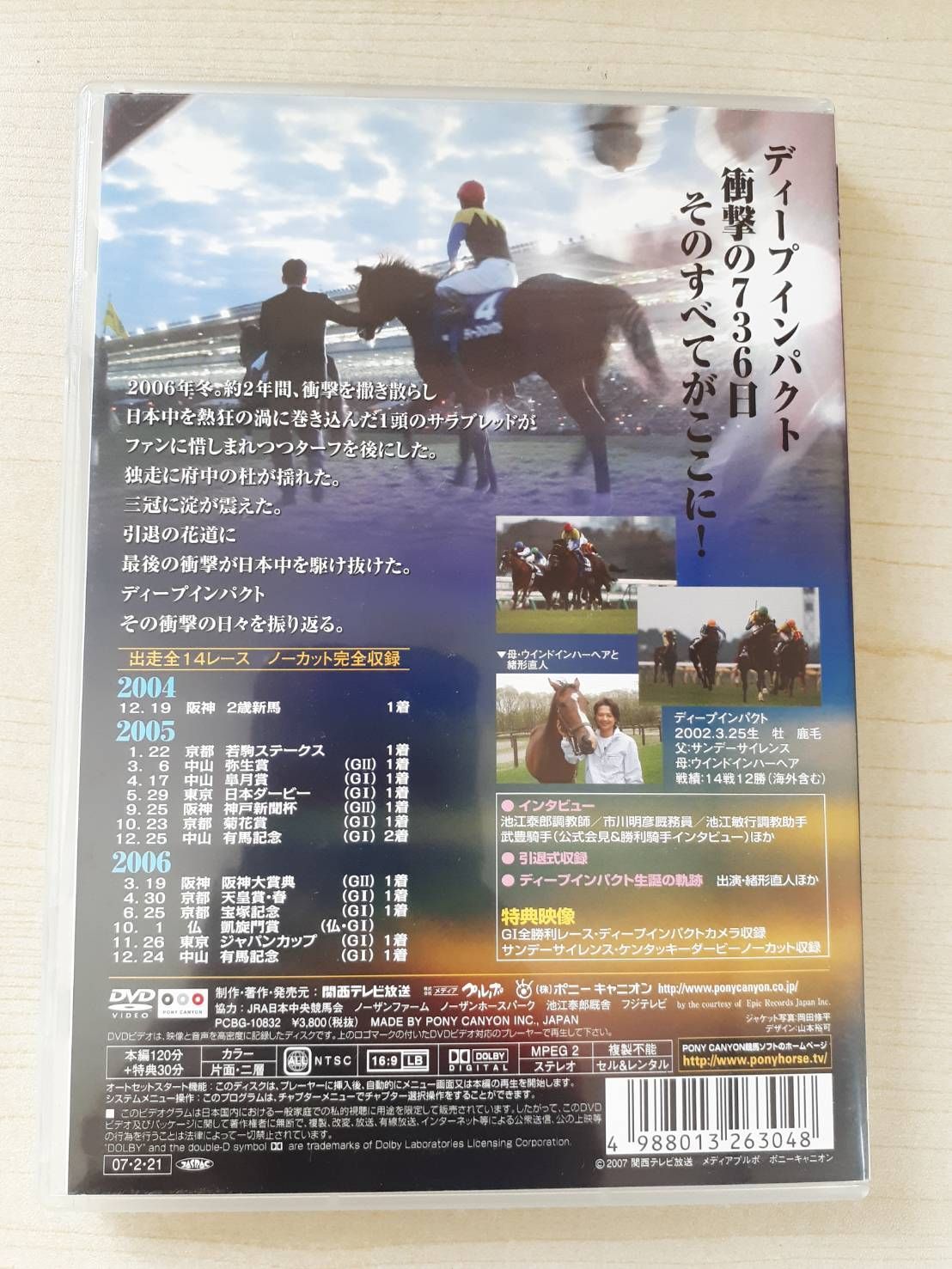 競馬 DVD ディープインパクト～日本近代競馬の結晶～ポストカード+