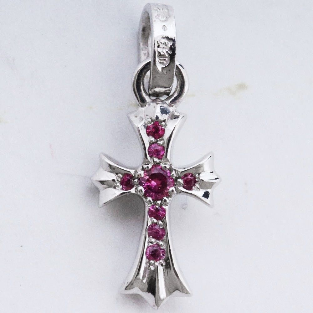 クロムハーツ ベイビーファットホワイトゴールドピンクサファイアチャーム