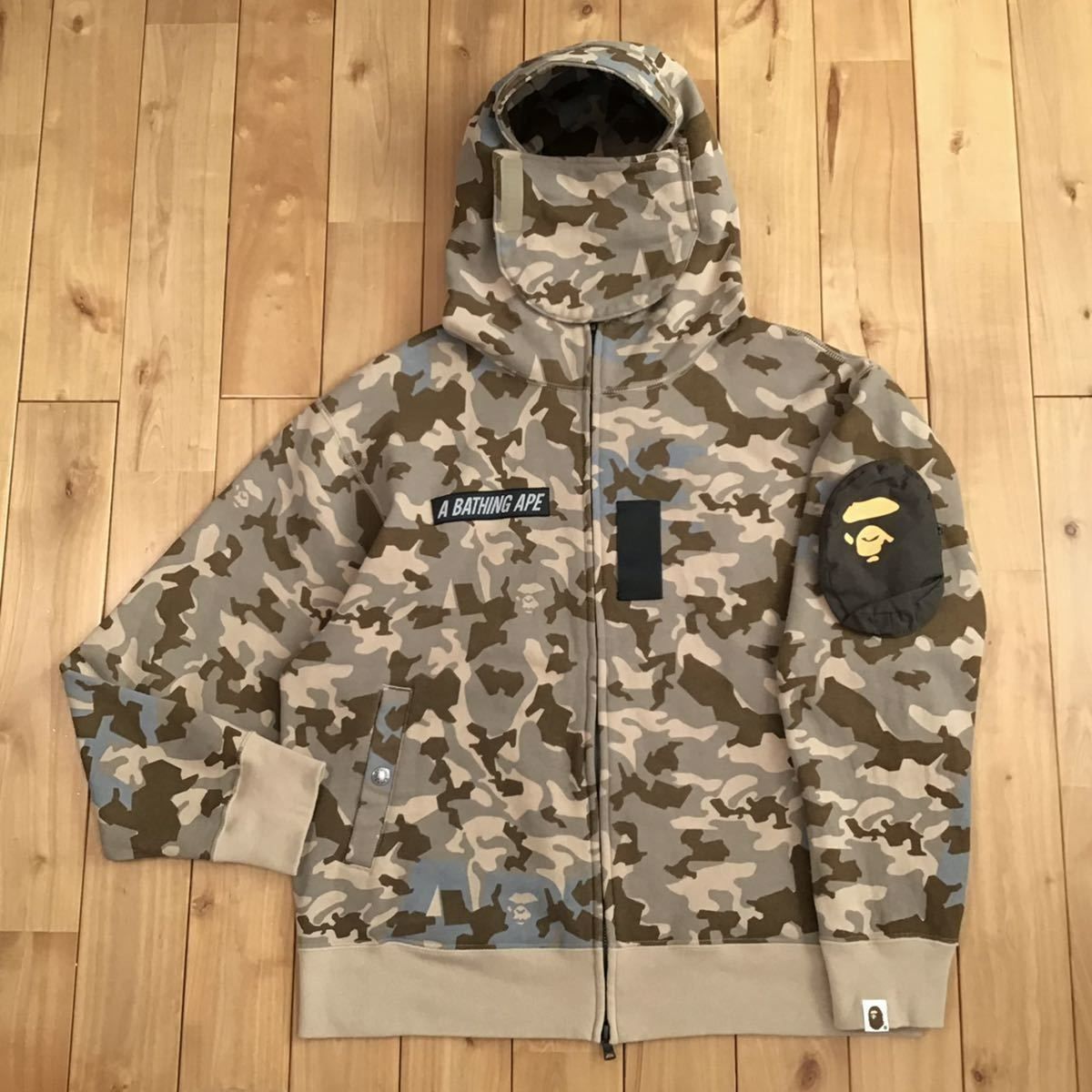 BAPE SAND CAMO MILITARY RELAXED FIT FULL ZIP MASK HOODIE Sサイズ a 