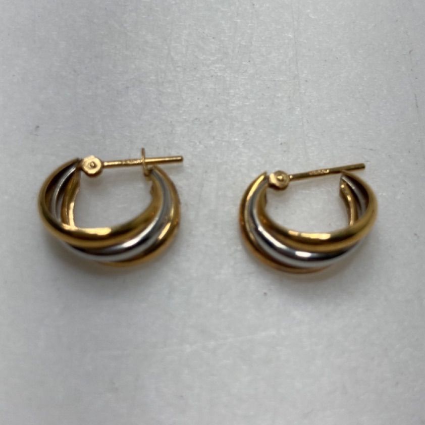 ☆K18/Pt900刻印 プラチナゴールドコンビピアス 両耳 一部欠損ジャンク 