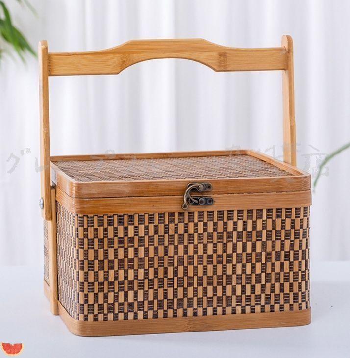 収納ケース 藤編 茶道具 ピクニック  便攜` トランクケース ピクニックバスケット カゴバッグ 収納 編み