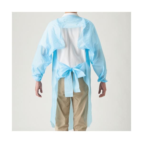 まとめ 川西工業ポリエチ袖付エプロン フリーサイズ ブルー 4442 1箱 10枚 ×5セット