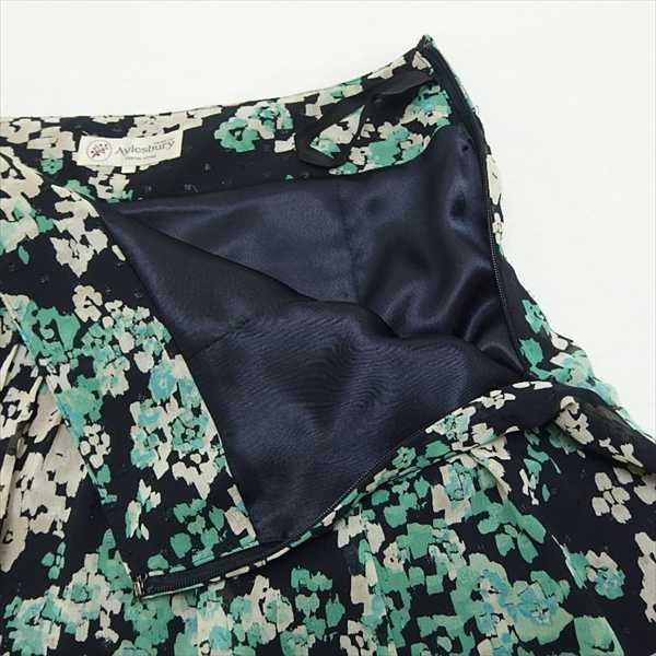 Aylesbury アリスバーリー 花柄 プリーツスカート BLACK 7号