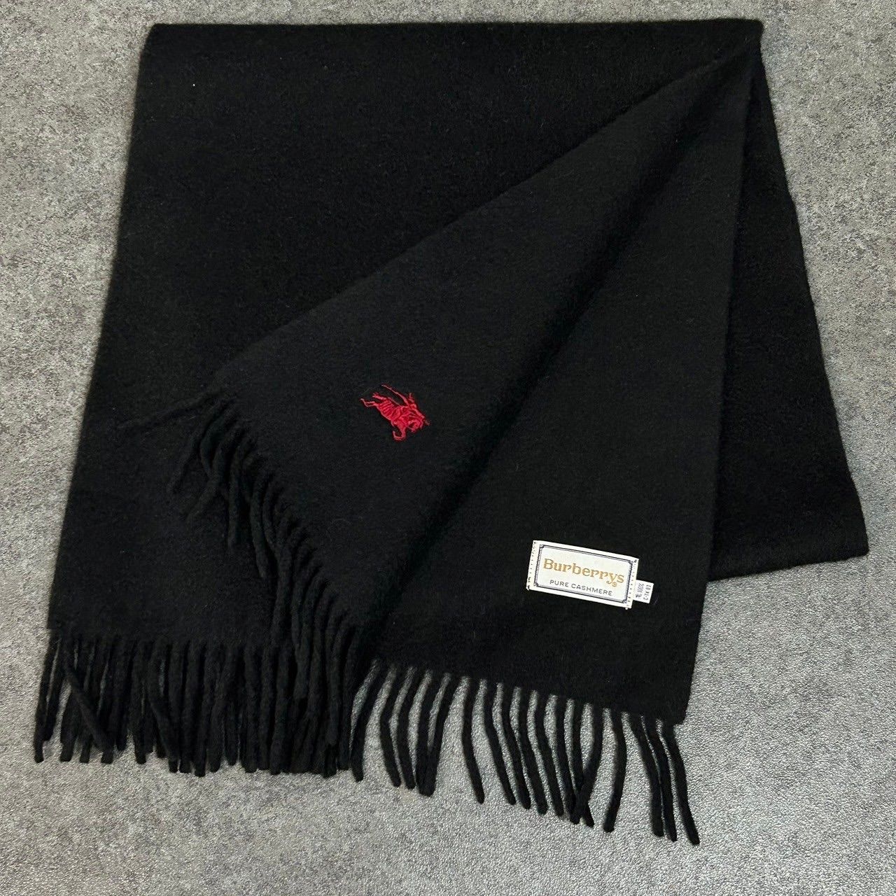 バーバリー カシミア100%マフラー ブラック 黒 男女兼用 バーバリー