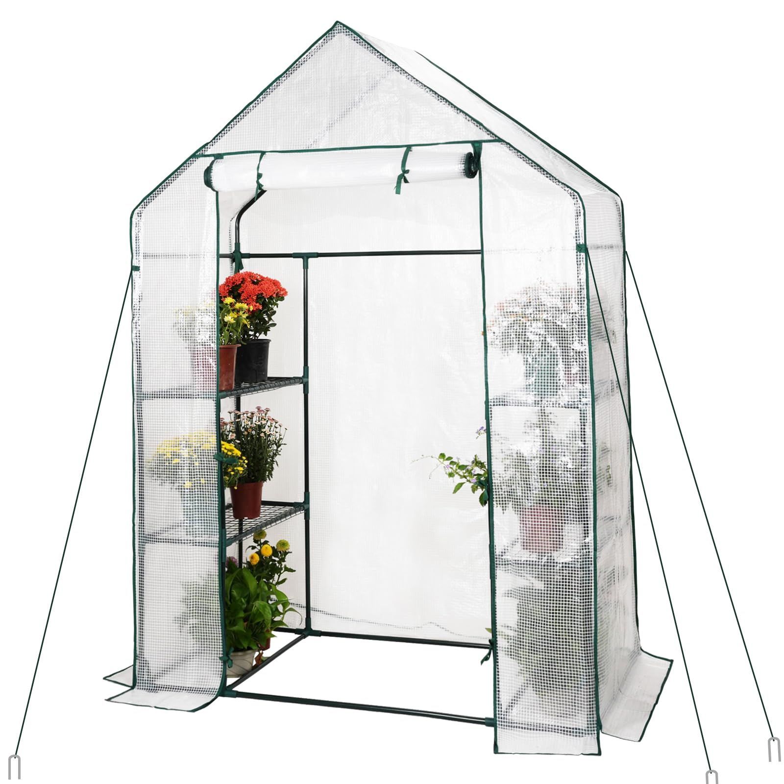 数量 DEWEL ビニール温室 ビニールハウス 温室 ガーデンハウス 家庭菜園 組立簡単 4つ網付き 植物温室 保温 防水 虫よけ 農園 家庭用 菜園用 園芸用 ガーデン温室 防寒 野菜 栽培 菜園 室内室外 家庭用 耐久性 雨除け 多用途 143x73
