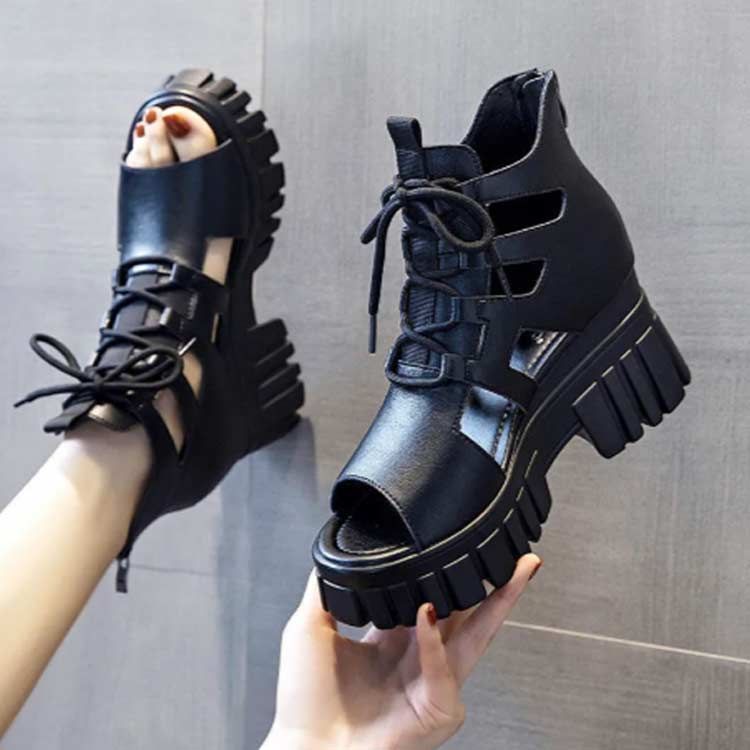 軽量 ウエッジソール サマーブーツ 厚底サンダル グラディエーター