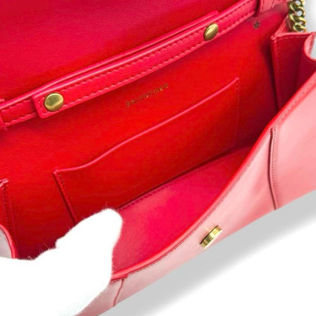 バレンシアガ チェーンショルダーバッグ アワーグラス レッド レザー