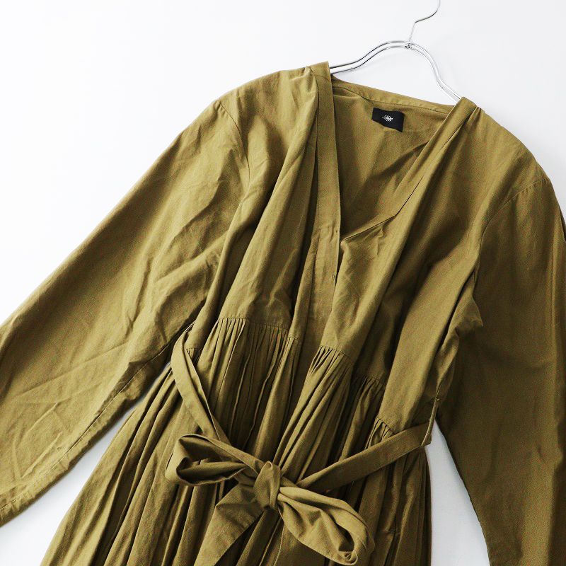 メゾンドソイル maison de soil ギャザー Ｖネック ワンピース 2｜カーキベージュ トップス ベルト付き その他 その他