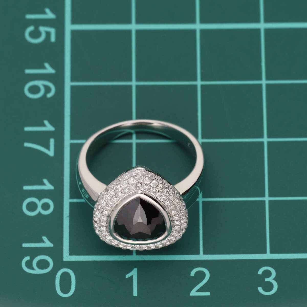 ブラックダイヤモンド(1.85ct)ダイヤモンド(0.52ct)リング 750 K18 WG 