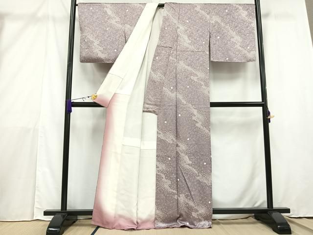 平和屋着物●和装小物　帯締め・帯揚げセット　礼装用　刺繍　笹浪組　雪輪草花文　金糸　正絹　逸品　未使用　AABC2685ay 平和屋着物○和装小物 帯締め・帯揚げセット 礼装用 刺繍 笹浪組 雪輪