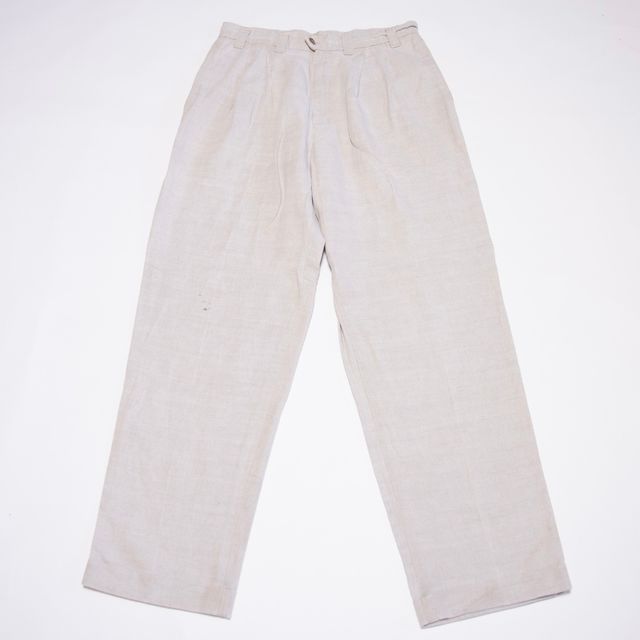 古着 90s USA製 DOCKERS 40494 ブラウン コットン リネン タック パンツ ストレート W32 L31 - 古着 通販  ヴィンテージ 古着屋 Dracaena ドラセナ