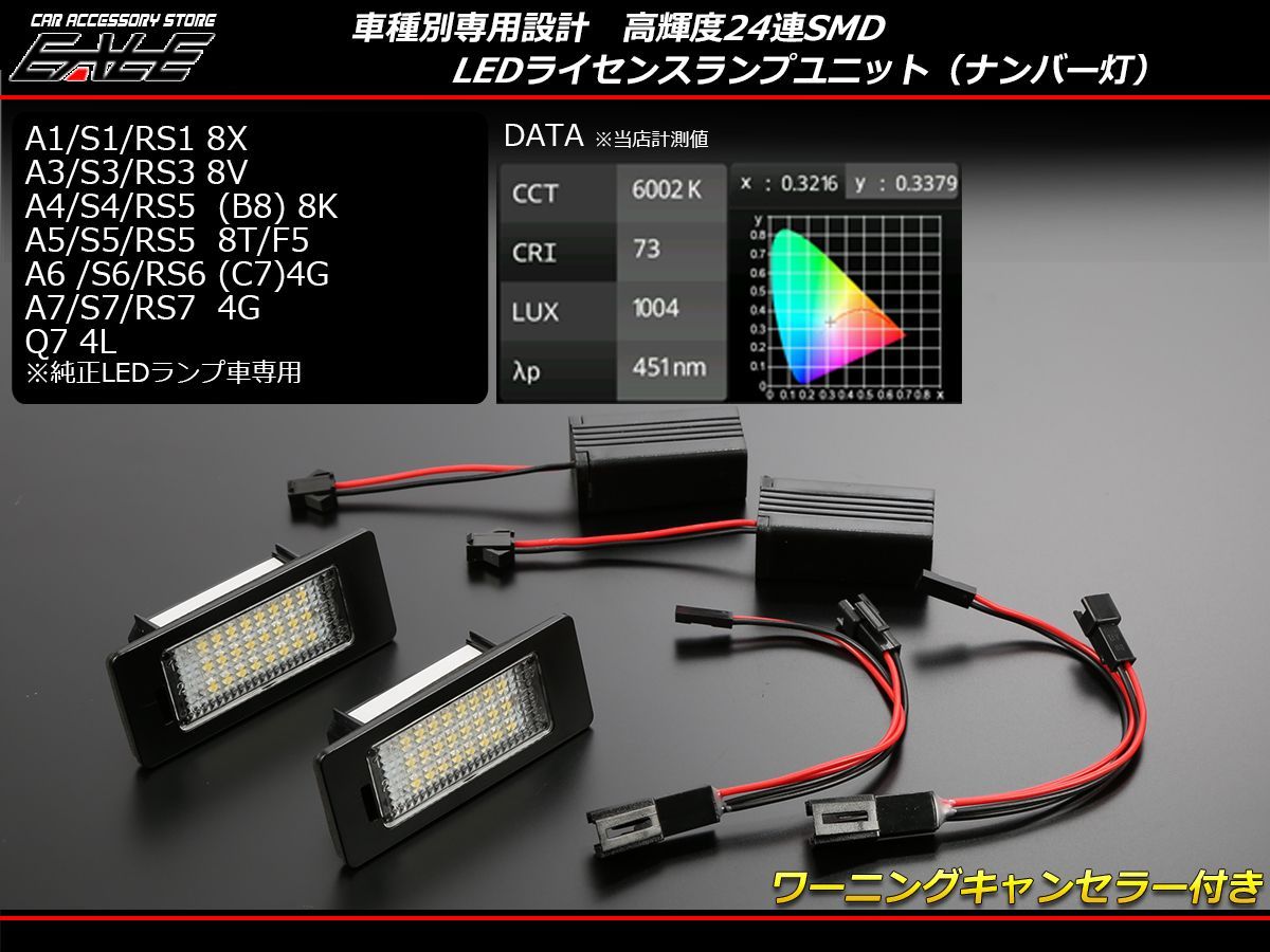 アウディ LED ライセンスランプ A1 S1 8X / A3 S3 8V / A4 S4 B8 8K