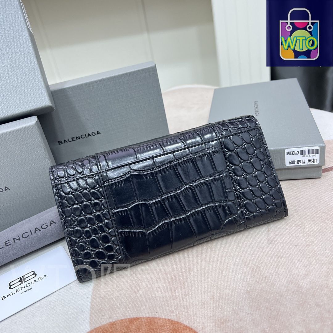 今日特価】Balenciaga ラージウォレット, クロコダイルエンボス加工