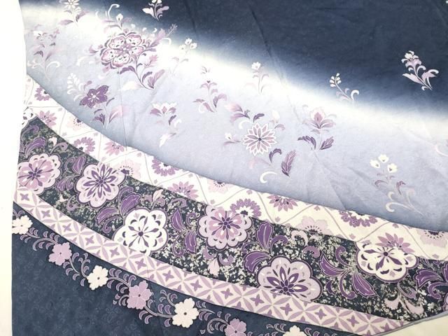 平和屋着物○訪問着 更紗花文 暈し染め 銀彩 京都きもの友禅扱い 正絹