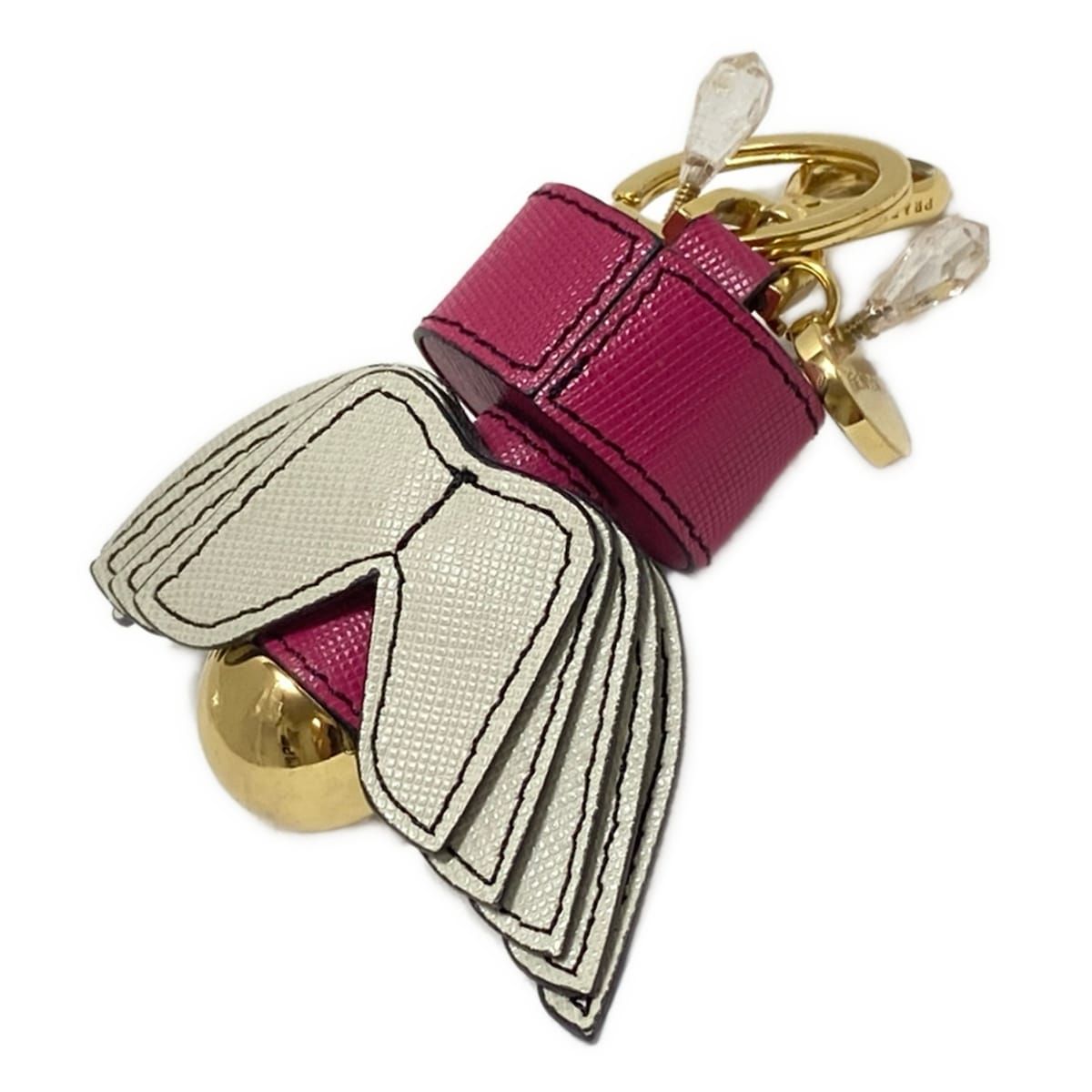 美品　プラダ　PRADA ロボット型キーホルダー シルバー ピンク　チャーム PRADA プラダ キーホルダー ロボット キーリング チャーム