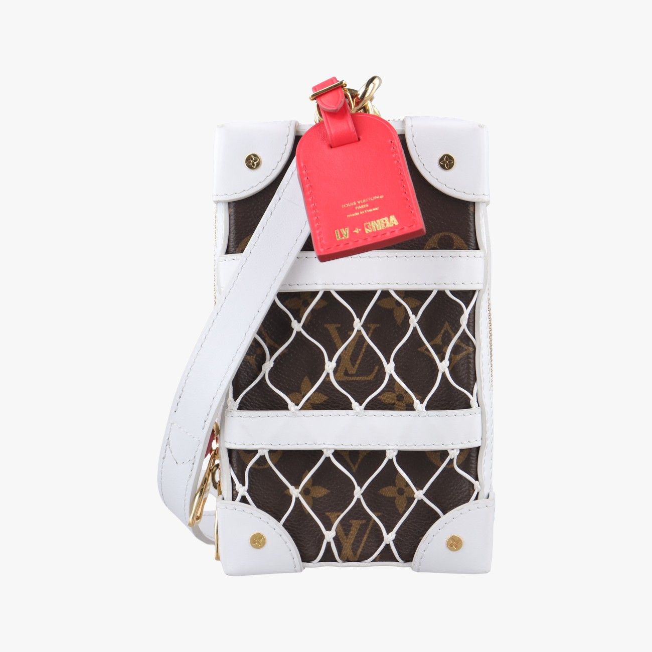 ルイヴィトンLouis Vuittonソフトトランク フォーンボックス モノグラム|ブラウン系×ホワイト モノグラムキャンバス×カーフレザー M80102 TJ4240