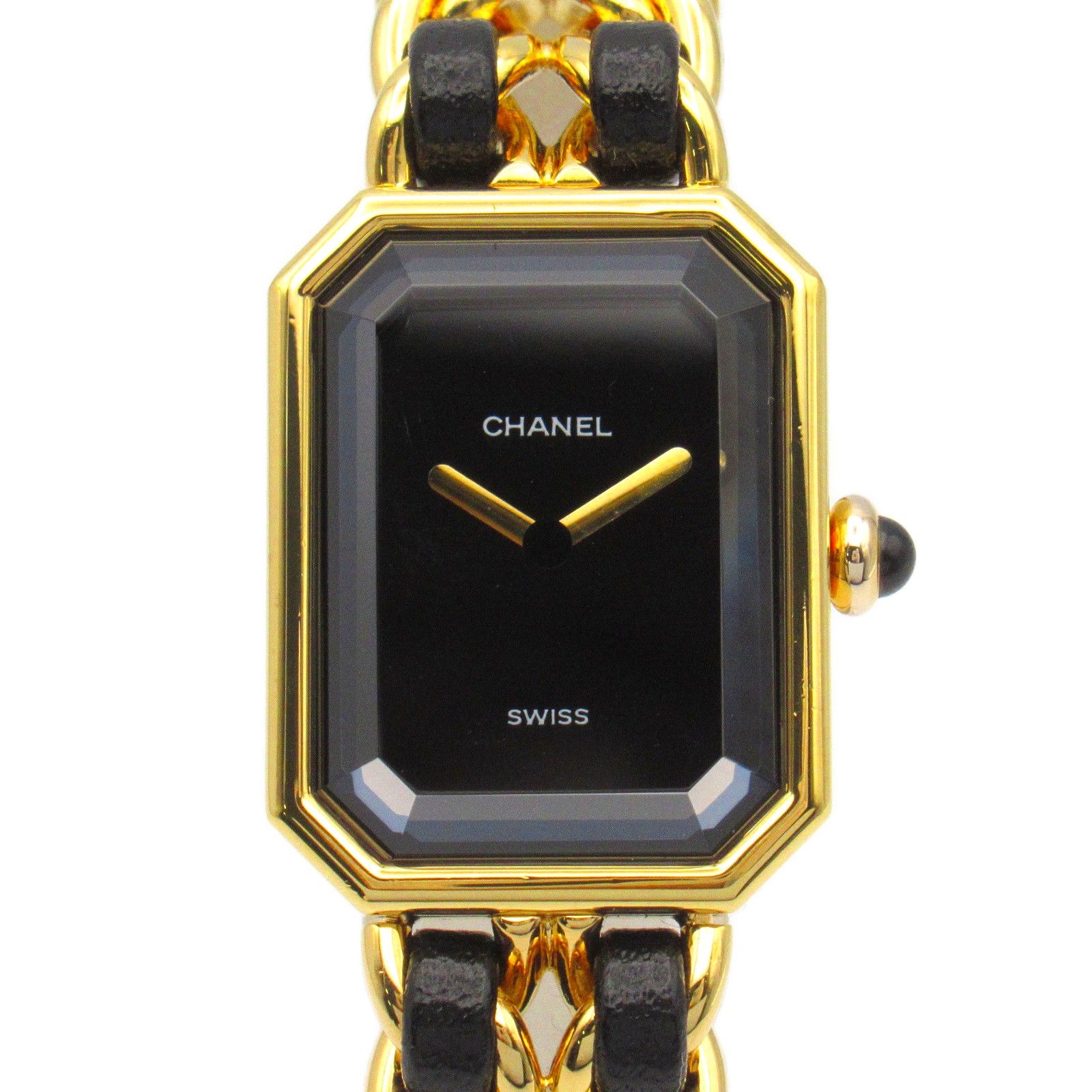 シャネル CHANEL 腕時計 プルミエールL H0001 ブラック GP（ゴールドメッキ） レザー プルミエールL レディース Used A