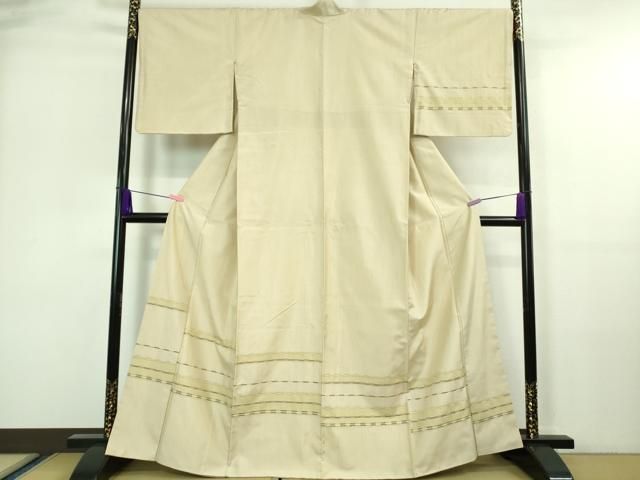 平和屋着物■極上　訪問着　紬地　めがね織　亜麻色地　逸品　DZAA7117kh5 平和屋着物□極上 訪問着 紬地 めがね織 亜麻色地 逸品 DZAA7117kh5