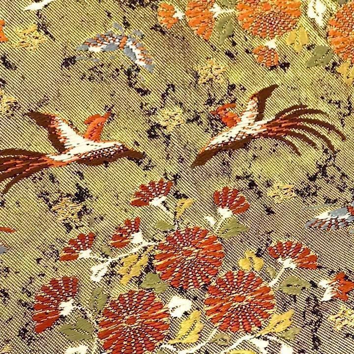 袋帯 河合美術織物 四季の花々 鳳凰 蝶々 金色 金糸 O-1140 袋帯 河合美術織物 四季の花々 鳳凰 蝶々 金色 金糸 O-1140