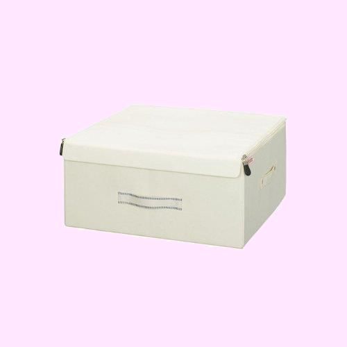 [ドウシシャ]ルミナス ポール径25mm用パーツ 収納性アップパーツ 【ストレージボックス】スチールラック奥行46cm用 フタ付き幅42cm(アイボリー) 幅42×奥行43×高さ21cm MFN4243-IV