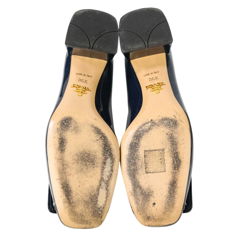美品 PRADA プラダ パテントレザー ターンロック チャンキー