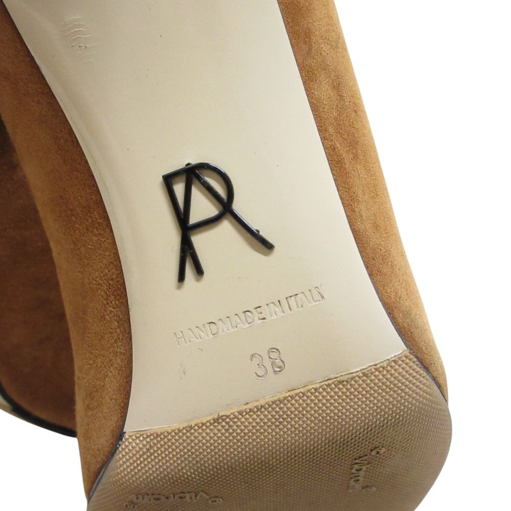 PAUL ANDREW ポールアンドリュー ビジュープレート スエード ポインテッドトゥ パンプス サイズ38 24.0cm相当 キャメル レディース 古着 KIN-KAAI_COM