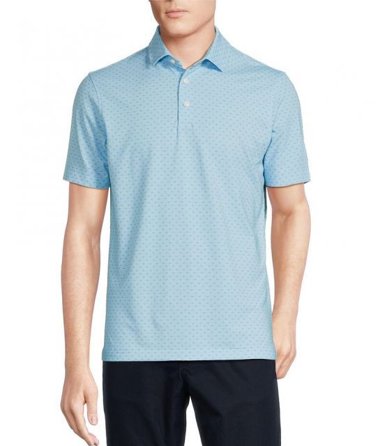 【送料無料】 ダニエル クレミュ メンズ シャツ トップス Blue Label Slim Fit Geo Print Short Sleeve Polo Shirt Bright Aqua