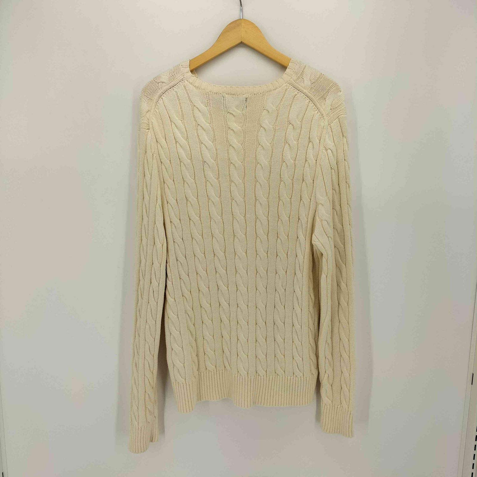 美品⭐️ラルフローレン　ケーブル編み　コットンニット 白　ポニー刺繍　M ポロラルフローレン POLO RALPH LAUREN ポニー刺繍 ケーブル編み