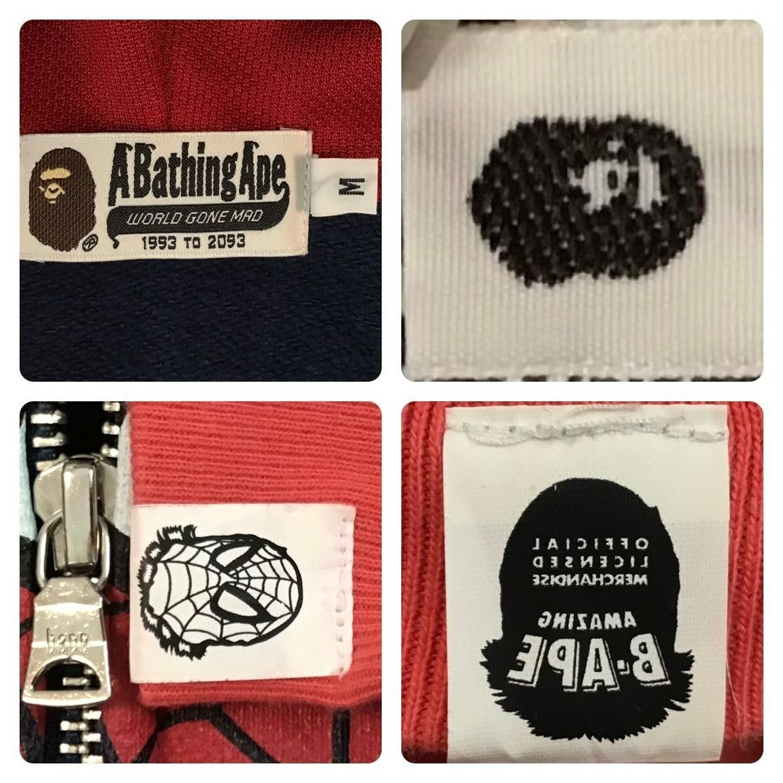 スパイダーマン × BAPE フルジップ パーカー Mサイズ marvel comics