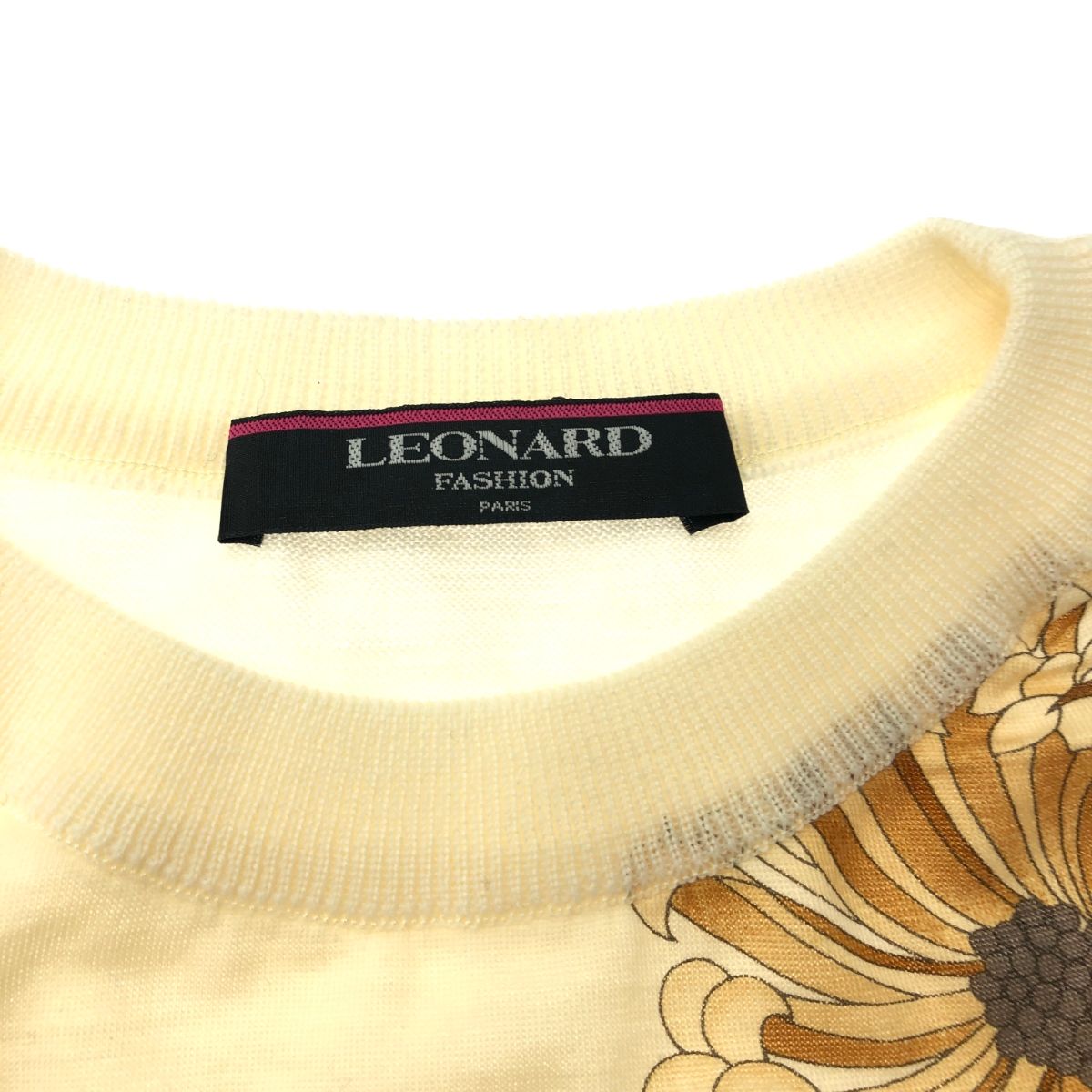 良好 LEONARD レオナール シルク 長袖ニット 大きいサイズ:LL